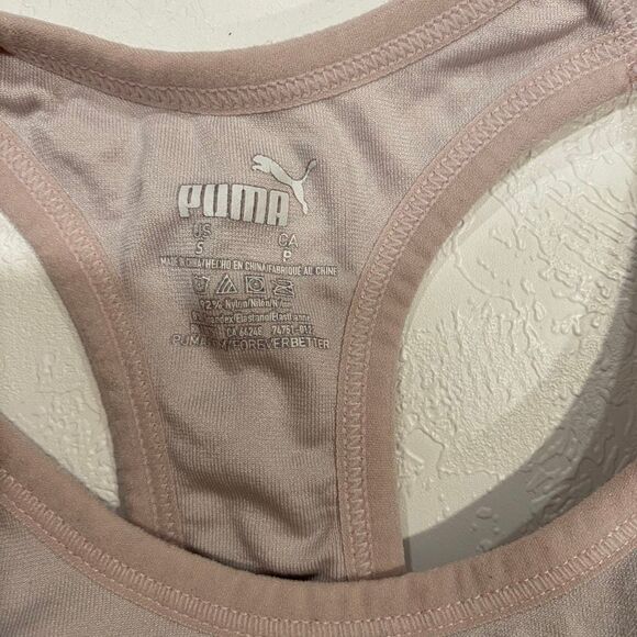 Puma Sports Bra Mauve Pink Iridescent Logo Racerback Size Small - Picture 3 of 5